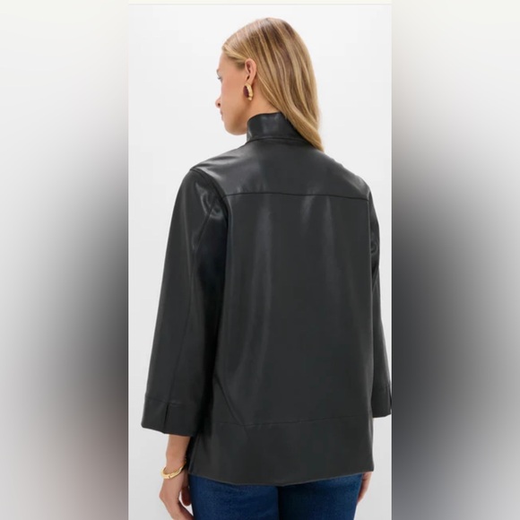 TUCKERNUCK Black Faux Leather Margot Top ~ L - Picture 3 of 14